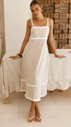 Miracle Fashion Dresses|Maxi^Raelynn Midi Dress - Beige/White