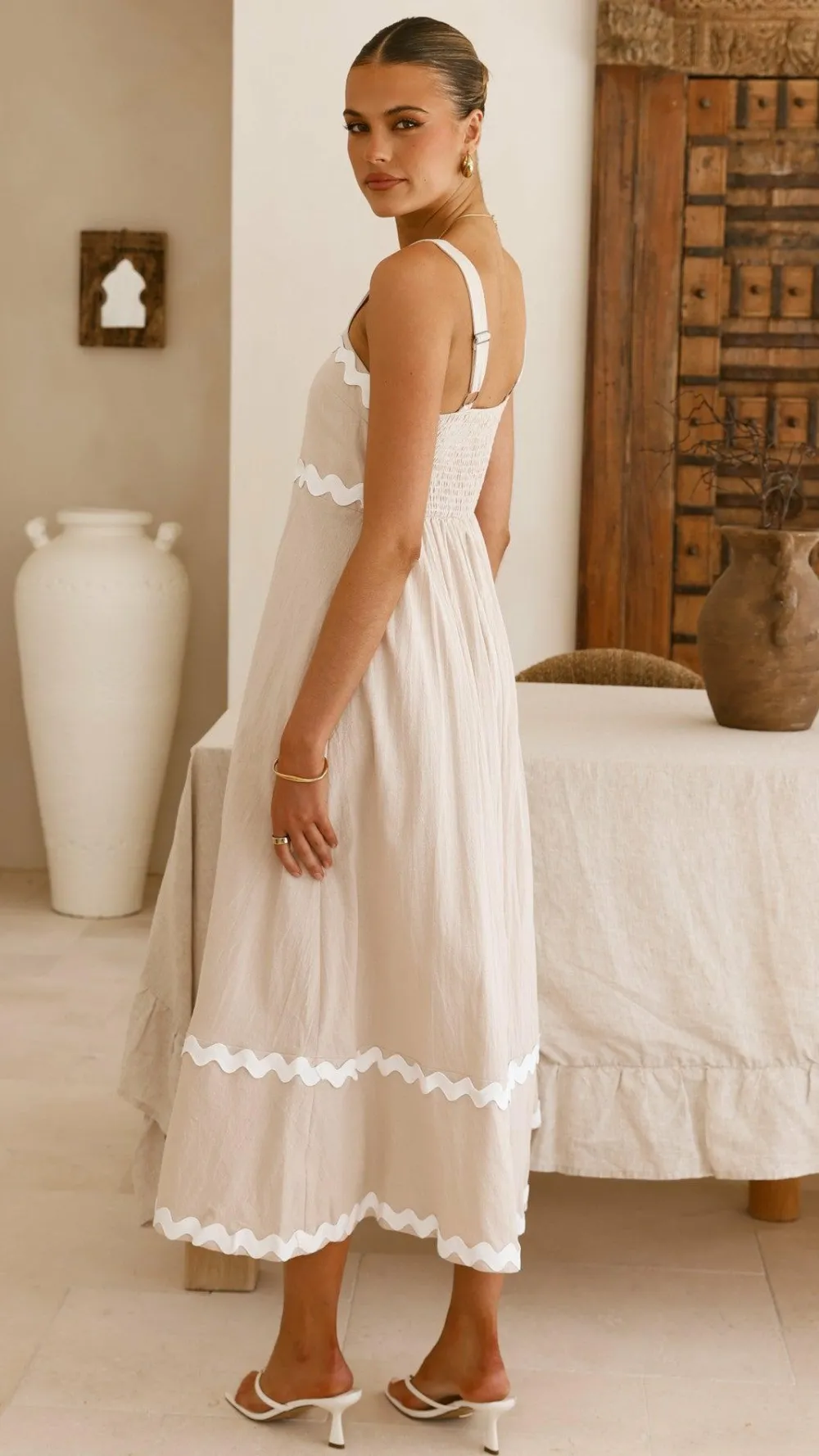 Miracle Fashion Dresses|Maxi^Raelynn Midi Dress - Beige/White