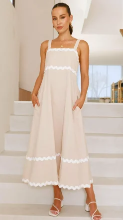 Miracle Fashion Dresses|Maxi^Raelynn Midi Dress - Beige/White