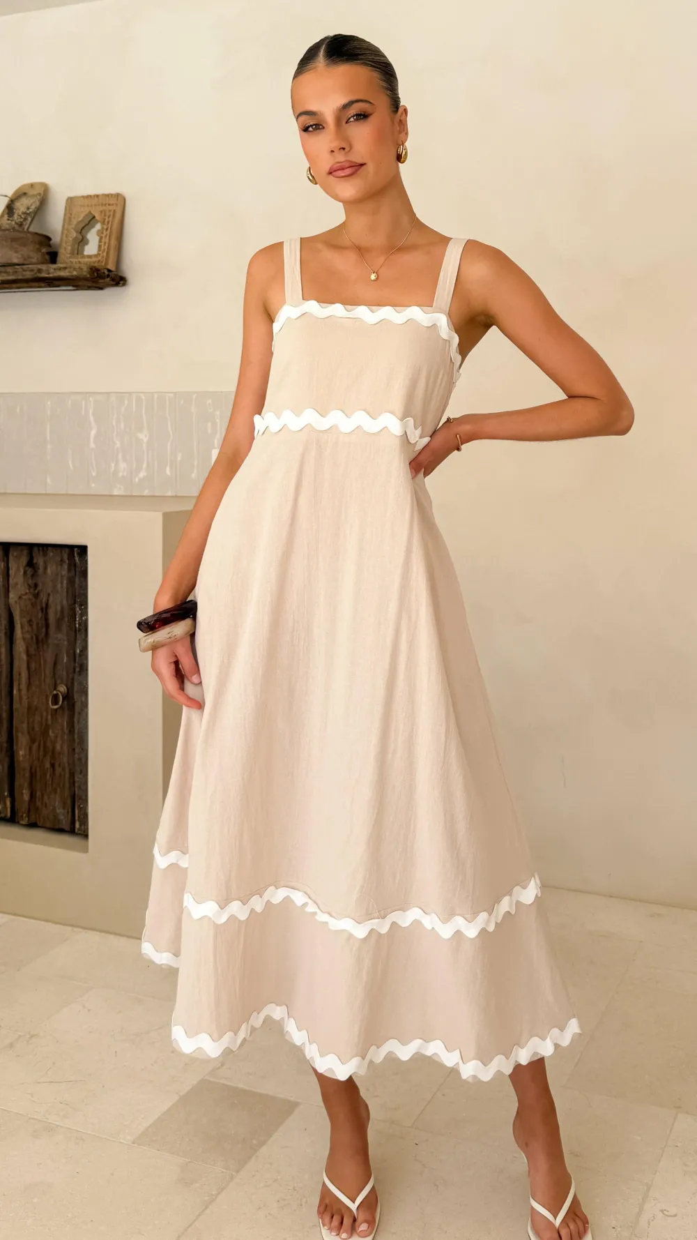 Miracle Fashion Dresses|Maxi^Raelynn Midi Dress - Beige/White