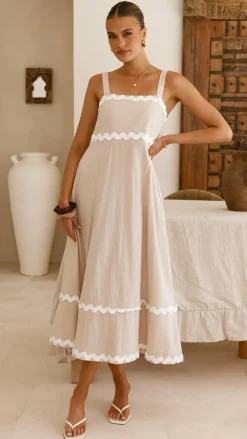 Miracle Fashion Dresses|Maxi^Raelynn Midi Dress - Beige/White