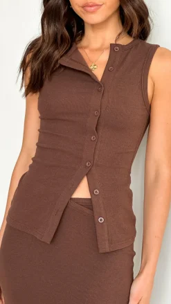By Frankie Sets|Bottoms^Rahela Button Top and Maxi Skirt Set - Chocolate