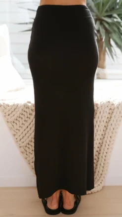 By Frankie Sets|Bottoms^Rahela Button Top and Maxi Skirt Set - Black