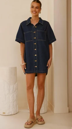 By Frankie The Denim Edit|Denim Dress Edit^Rayna Denim Mini Dress - Indigo