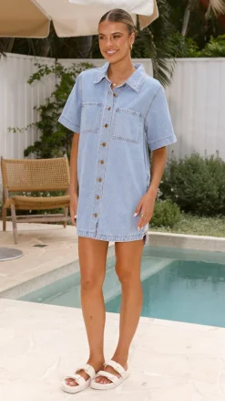 By Frankie Denim Dress Edit|The Denim Edit^Rayna Denim Mini Dress - Light Denim