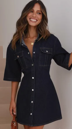 Pink Diamond Denim Dress Edit|The Denim Edit^Raz Mini Dress - Dark Denim