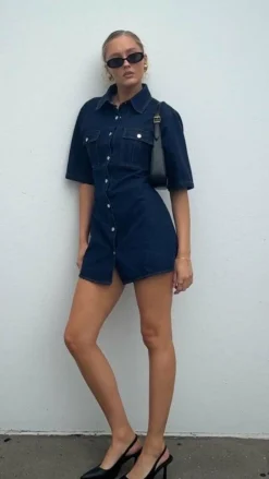 Pink Diamond Denim Dress Edit|The Denim Edit^Raz Mini Dress - Dark Denim