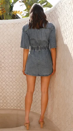 Pink Diamond Denim Dress Edit|The Denim Edit^Raz Mini Dress - Mid Denim