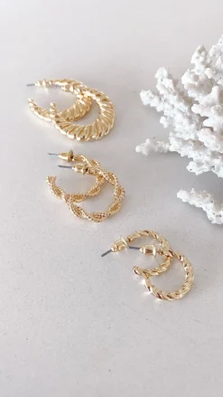 Angel Whisper Earrings|Bridesmaid^Reta Triple Pack Earrings - Gold