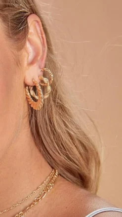 Angel Whisper Earrings|Bridesmaid^Reta Triple Pack Earrings - Gold