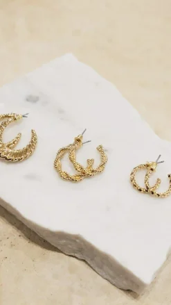 Angel Whisper Earrings|Bridesmaid^Reta Triple Pack Earrings - Gold