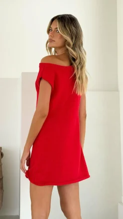 Burans Dresses|Mini^Robin Off Shoulder Mini Dress - Red