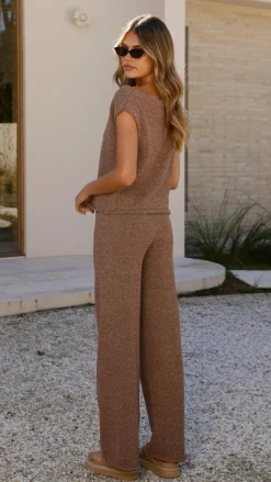 Burans Knit Tops|Knitwear^Robin Off Shoulder Top - Chocolate