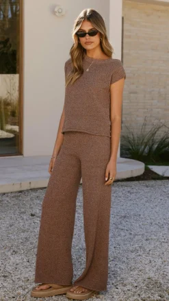 Burans Knit Tops|Knitwear^Robin Off Shoulder Top - Chocolate