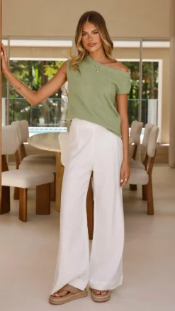 Burans Knit Tops|Knitwear^Robin Off Shoulder Top - Olive