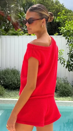 Burans Sets|Tops^Robin Off Shoulder Top - Red