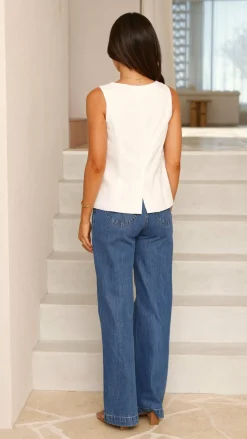 Style State Tops^Rochelle Vest Top - White