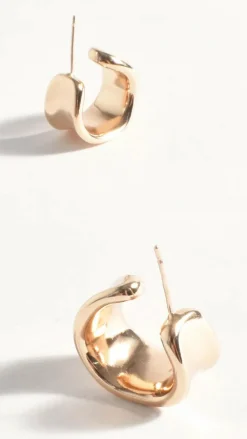 Adorne Earrings^Rolled Edge Mini Wide Hoops - Gold