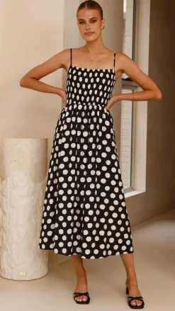Fashion Allied Dresses|Midi^Roma Midi Dress - Black/ White Spot