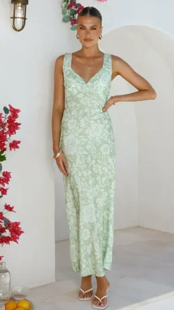Burans Dresses|Maxi^Rubie Maxi Dress - Lime Floral