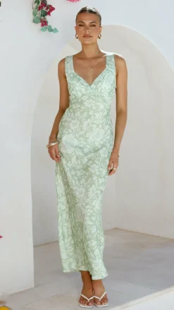Burans Dresses|Maxi^Rubie Maxi Dress - Lime Floral
