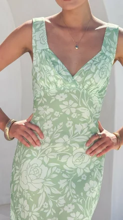 Burans Dresses|Maxi^Rubie Maxi Dress - Lime Floral