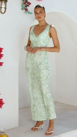 Burans Dresses|Maxi^Rubie Maxi Dress - Lime Floral