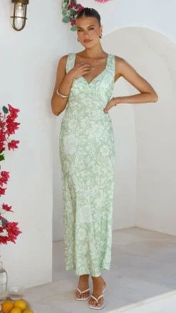 Burans Dresses|Maxi^Rubie Maxi Dress - Lime Floral