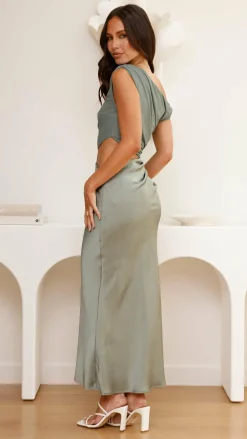 Sweet Acacia Dresses|Maxi^Ruby Asymmetrical Maxi Dress - Sage