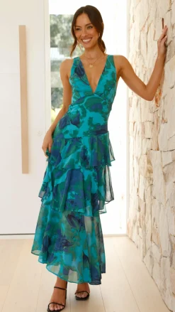 SASHA (BNE) Dresses|Maxi^Sachiko Maxi Dress - Blue / Green Print