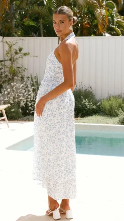 Pink Diamond Sale Dresses^Salas Halter Maxi Dress - White / Blue Floral