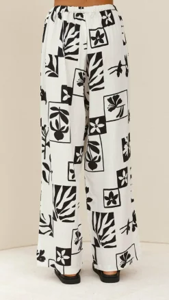 Fashion Allied Sets|Bottoms^Samaya Pants - White/Black Print