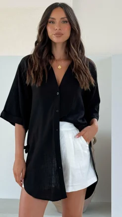 Mylk The Label Tops^Samson Button Up Shirt - Black