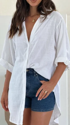 Mylk The Label Tops^Samson Button Up Shirt - White