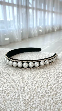Morgan and Taylor Fascinators|Hair Accessories^Sana Headband - Black/Pearl