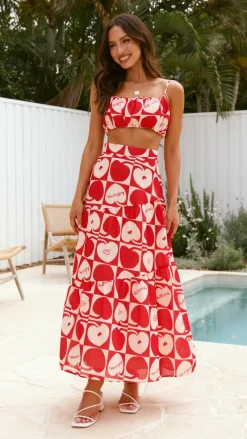 SASHA (BNE) Sets|Bottoms^Saraya Top and Skirt Set - Red / White
