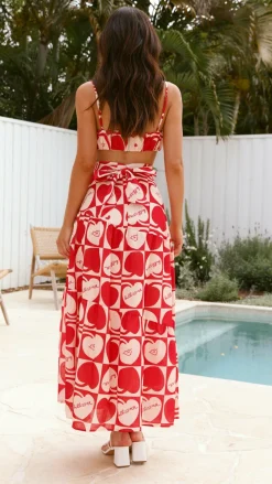 SASHA (BNE) Sets|Bottoms^Saraya Top and Skirt Set - Red / White
