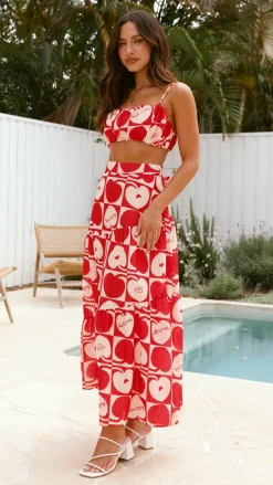 SASHA (BNE) Sets|Bottoms^Saraya Top and Skirt Set - Red / White