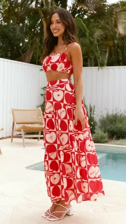 SASHA (BNE) Sets|Bottoms^Saraya Top and Skirt Set - Red / White