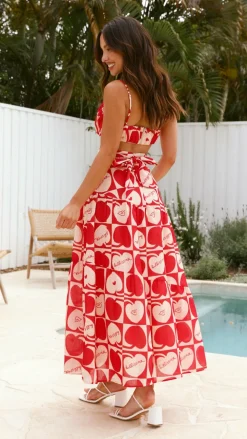 SASHA (BNE) Sets|Bottoms^Saraya Top and Skirt Set - Red / White