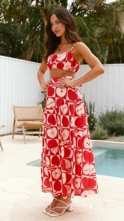 SASHA (BNE) Sets|Bottoms^Saraya Top and Skirt Set - Red / White