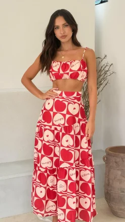 SASHA (BNE) Sets|Bottoms^Saraya Top and Skirt Set - Red / White