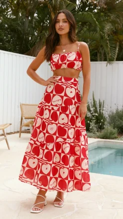 SASHA (BNE) Sets|Bottoms^Saraya Top and Skirt Set - Red / White