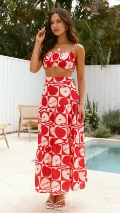 SASHA (BNE) Sets|Bottoms^Saraya Top and Skirt Set - Red / White