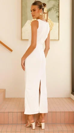 Burans Dresses|Maxi^Sarsha Boatneck Maxi Dress - White