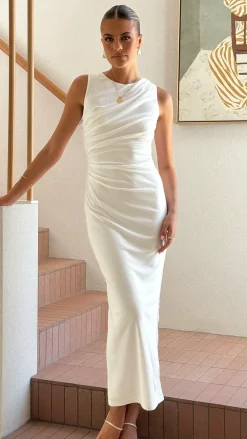 Burans Dresses|Maxi^Sarsha Boatneck Maxi Dress - White