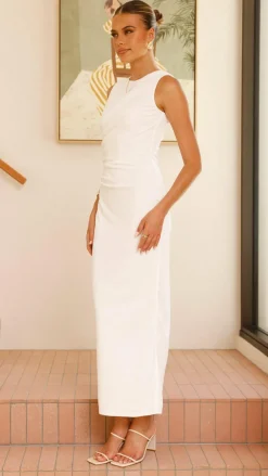 Burans Dresses|Maxi^Sarsha Boatneck Maxi Dress - White