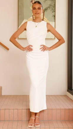 Burans Dresses|Maxi^Sarsha Boatneck Maxi Dress - White
