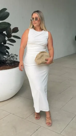 Burans Dresses|Maxi^Sarsha Boatneck Maxi Dress - White