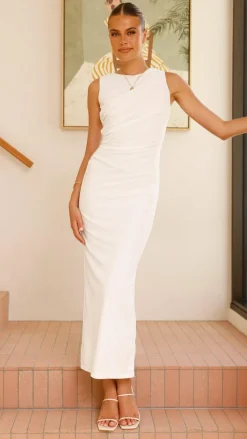 Burans Dresses|Maxi^Sarsha Boatneck Maxi Dress - White